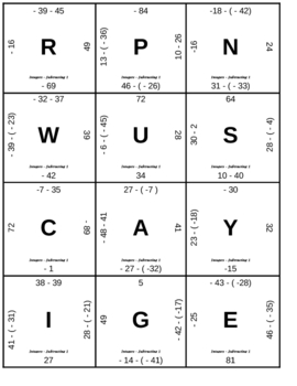 Preview of Matching Game - Integers - Subtraction 1