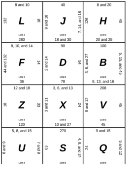 Preview of Matching Game - Least Common Multiple 2