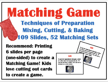 Preview of Memory Game: Techniques of Cooking and Baking FACS, FCS