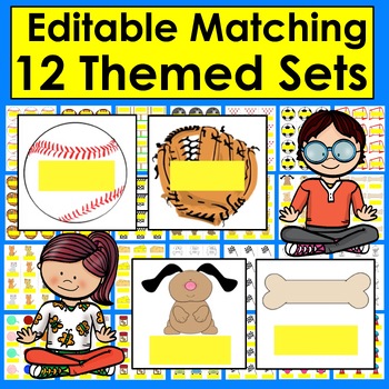 Preview of Matching Games Editable for Your Own Items!  Differentiate!  Sports & More