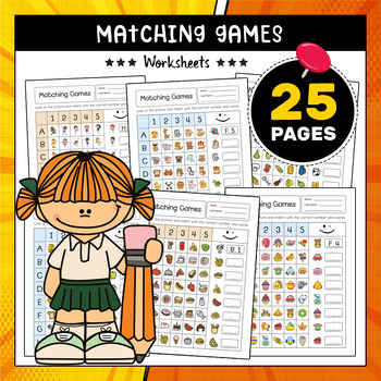 Preview of Matching Games Number & Words, Coloring Pages, Sorting Activities, Match for Kid