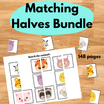 Preview of Matching Halves Puzzle Growing Bundle, Mix And Matching Learning Resource