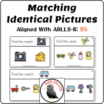 Preview of Matching Identical Pictures To A Sample Task Cards  (Aligned With ABLLS-R B5)