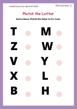 Matching Letters Worksheet [Special Education, ABA therapy] | TPT