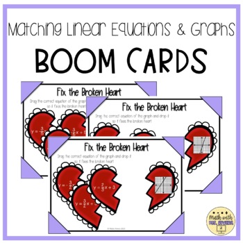 Preview of Matching Linear Equations & Graphs Valentine's Day BOOM Cards