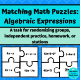Matching Math Puzzles Activity- Algebraic Expressions