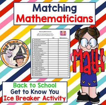 Preview of Back to School Math Get to Know You Activity Ice Breaker First Day Game