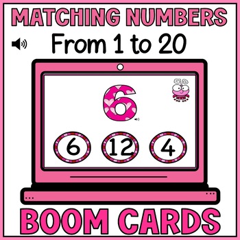 Preview of Valentines Day Matching Numbers to Numbers -  Number Recognition Boom Cards