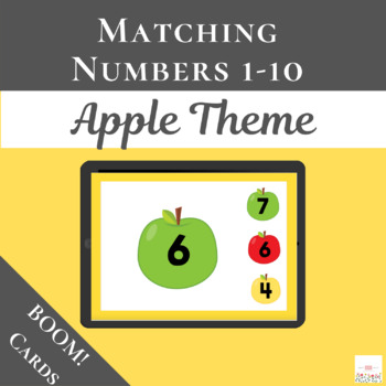 Preview of Matching Numbers on Apples with Boom Cards™ | 1 to 10 | Digital