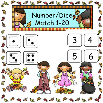 Preview of Subitizing Matching Numbers to Dice 1-20