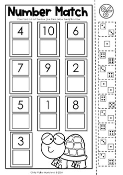 matching numbers to ten cut and paste match to 10 worksheets printables