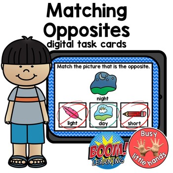 Preview of Matching Opposites BOOM™ Cards- Preschool, Kindergarten & Special Education
