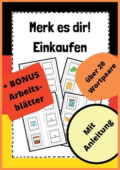 Preview of Matching Pairs - Shopping - GERMAN + FREE Worksheets
