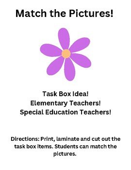 Preview of Matching Picture Task Box Item! Elementary and SPED