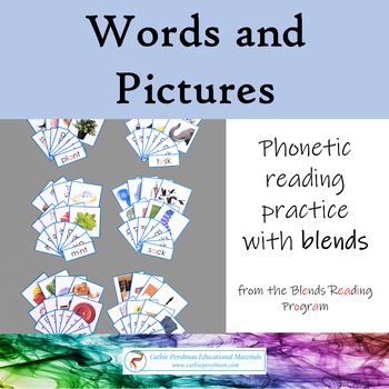 Preview of Words and Pictures Matching Game with Blends: Montessori Phonetic Reading