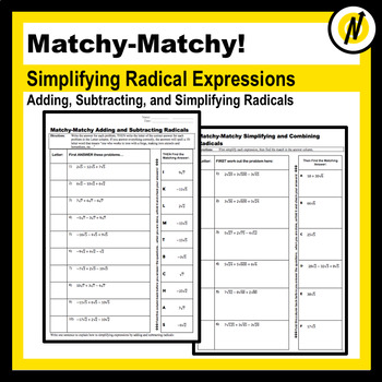 Preview of Matching Practice Simplifying Radical Expressions