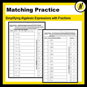 Preview of Matching Practice to Help Students Gain Number Sense with Fractions and Algebra