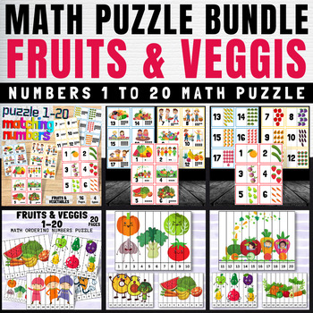Preview of Matching Puzzles & Counting & Ordering Number 1 to 20 Fruits & Vegetables Bundle