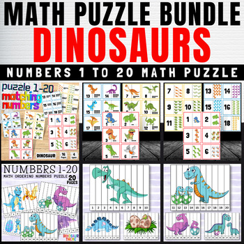 Preview of Matching Puzzles & Counting & Ordering Number Dinosaurs Bundle Numbers 1 to 20