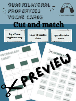 Preview of Matching Quadrilateral Vocabulary Chart