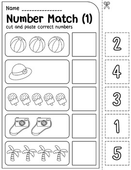 Matching Quantity To Number Worksheets, One-To-One Correspondence ...