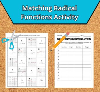 Preview of Matching Radical Functions Equations and Graphs Activity