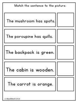 Matching Sentences to Pictures 2-for Early Comprehension Skills ...
