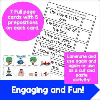 Matching Sentences to Pictures Prepositions by Amy Haselden | TpT