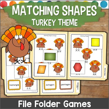 Preview of Matching Shapes File Folder Games TURKEY THEME
