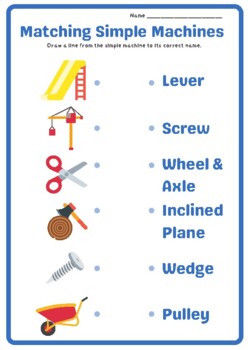 Preview of Matching Simple Machines Worksheet