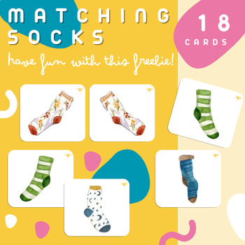 Preview of Matching Socks Montessori Flash Cards | 9 Pairs | Printable Cards for Preschool
