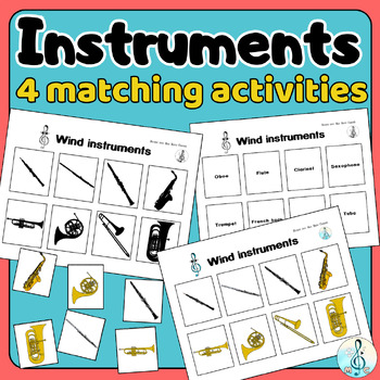 Preview of Music Instruments Matching Activities (centers, independent work, quiet lesson)
