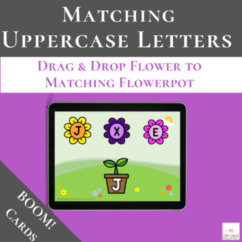 Preview of Matching Uppercase Letters on Flowers with Boom Cards™ | Digital 