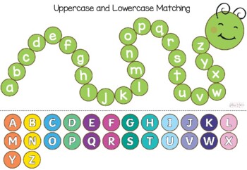 Matching Uppercase and Lowercase Caterpillar by Miss Moana | TPT
