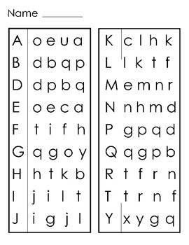 Preview of Matching Uppercase and Lowercase Letters Worksheet