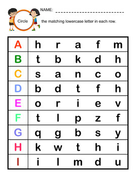 Matching Uppercase and Lowercase Letters Worksheet for kindergarten
