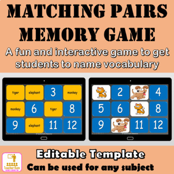Preview of Matching Pairs Words & Pictures Memory Game PowerPoint Template