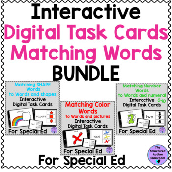 Preview of Matching Words Digital Task Card BUNDLE for Special Education Distance Learning