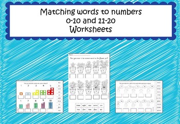 Preview of Matching Words to Numbers Worksheets 0-10 and 11-20
