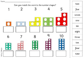 matching words to numbers worksheets 0 10 and 11 20 by funky phonics