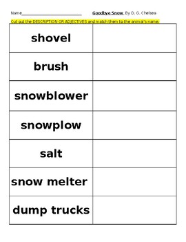 Preview of Matching Words to pictures Goodbye Snow