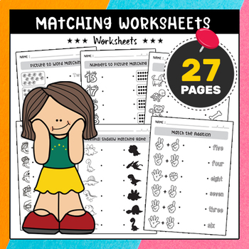 Matching Worksheets, Match Addition & Subtraction, Picture & Numbers to ...