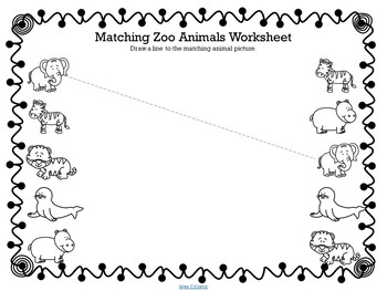 matching zoo animals worksheets by wee citizens learning tpt