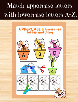 Preview of Matching activity Uppercase and lowercase letters A-Z , a-z for kindergarten.