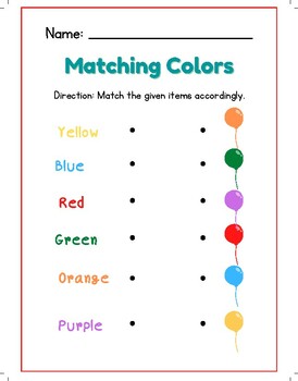 Matching colors for Kids by I LoveStudying | TPT