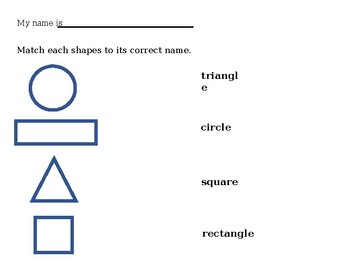 Preview of Matching exercise on the 4 basic shapes