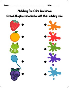 Matching for color worksheet by DA Goodgirl | TPT
