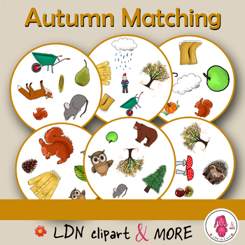 Preview of Matching game AUTUMN, a fun print and go Fall Spot it/Dobble type game, Level+
