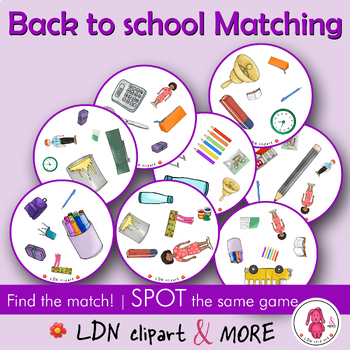 Preview of Matching game BACK TO SCHOOL, a fun printable Spot it/Dobble type game