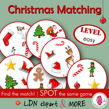 Preview of Matching game CHRISTMAS (EASY), a fun print and go Spot it/Dobble type game